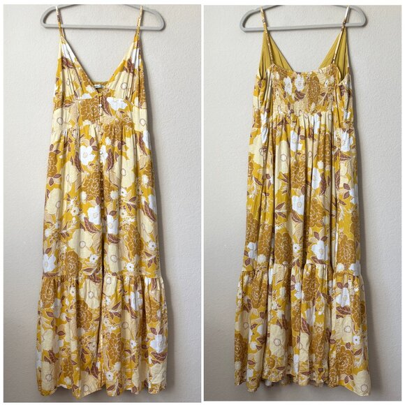 Abercrombie & Fitch XL Linen Blend Boho Floral Print Button Front Maxi Dress - Picture 1 of 11